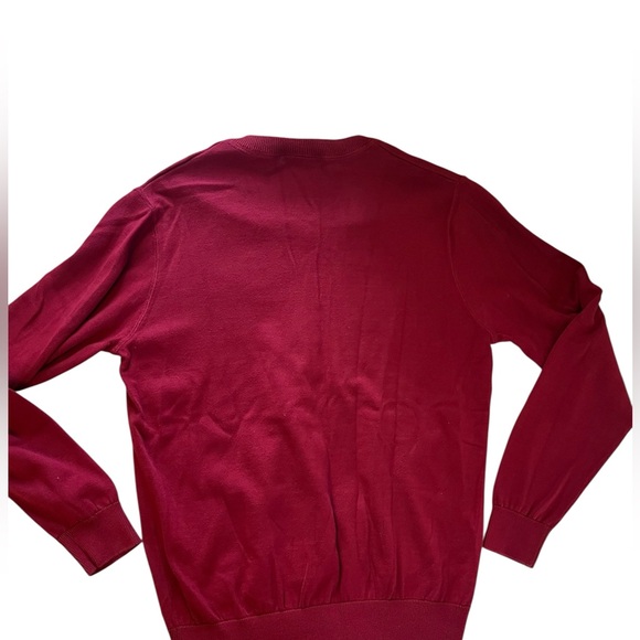 Men's Lacoste Long Sleeve V-Neck Pullover Sweater Red/burgundy 4 100% Cotton - Picture 2 of 7